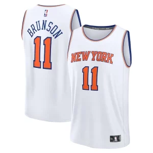 Pratico Jalen Brunson New York Knicks Youth Fast Break Replica Player Jersey Association Edition White per gli appassionati