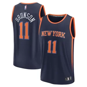 Versatile Robusto Jalen Brunson New York Knicks Fast Break Replica Player Jersey Statement Edition Navy per gli appassionati