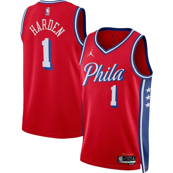 Bellissimo Cool James Harden Philadelphia 76ers Jordan Brand Unisex Swingman Jersey Statement Edition Red per gli appassionati