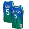 Eccezionale Jason Kidd Dallas Mavericks 1994/95 Hardwood Classics Fadeaway Swingman Player Jersey Green/Navy per gli appassionati