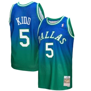 Eccezionale Jason Kidd Dallas Mavericks 1994/95 Hardwood Classics Fadeaway Swingman Player Jersey Green/Navy per gli appassionati
