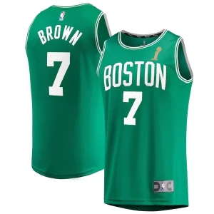 Trendy Raffinato Attraente Jaylen Brown Boston Celtics 2024 NBA Finals Champions Fast Break Replica Player Jersey Kelly Green Icon Edition per gli appassionati