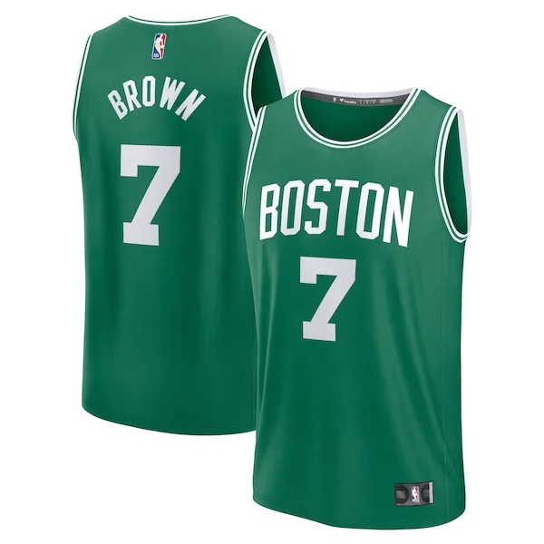 Elegante Jaylen Brown Boston Celtics Fast Break Replica Player Jersey Icon Edition Kelly Green per gli appassionati