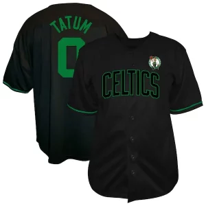 Meraviglioso Eccezionale Moderno Jayson Tatum Boston Celtics Profile Big & Tall Name & Number Button Up Jersey Black per gli appassionati