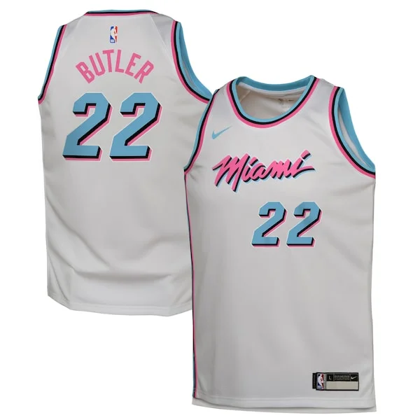 Robusto Jimmy Butler Miami Heat Nike Youth 2024/25 Swingman Player Jersey City Edition White per gli appassionati