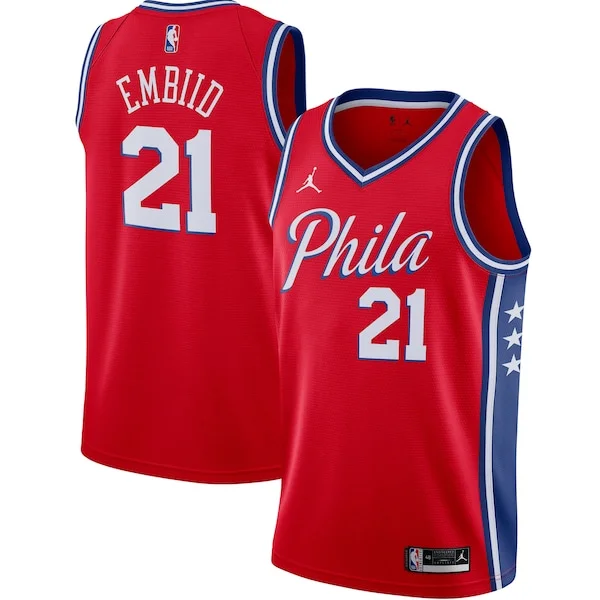 Prestigioso Delizioso Joel Embiid Philadelphia 76ers Jordan Brand 2020/21 Swingman Jersey Statement Edition Red per gli appassionati