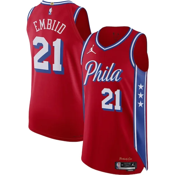Robusto Incantevole Pratico Joel Embiid Philadelphia 76ers Jordan Brand Authentic Player Jersey Statement Edition Red per gli appassionati