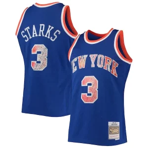 Robusto John Starks New York Knicks 1991/92 Hardwood Classics NBA 75th Anniversary Diamond Swingman Jersey Blue per gli appassionati