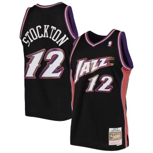 Elegante John Stockton Utah Jazz 1998/99 Hardwood Classics Swingman Jersey Black per gli appassionati