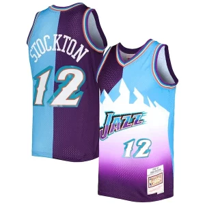 Raffinato John Stockton Utah Jazz Hardwood Classics 1996/97 Split Swingman Jersey Purple/Turquoise per gli appassionati