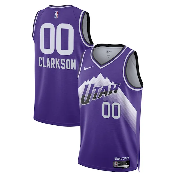 Accattivante Jordan Clarkson Utah Jazz Nike Unisex 2023/24 Swingman Jersey Purple City Edition per gli appassionati