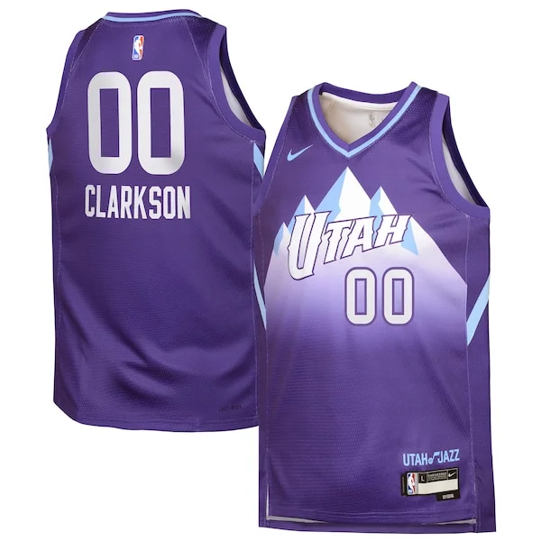Splendido Jordan Clarkson Utah Jazz Nike Youth 2024/25 Swingman Player Jersey City Edition Purple per gli appassionati
