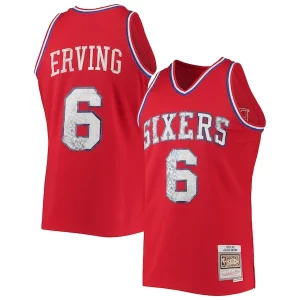 Magnifico Prestigioso Julius Erving Philadelphia 76ers 1982/83 Hardwood Classics NBA 75th Anniversary Diamond Swingman Jersey Red per gli appassionati