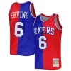 Prestigioso Julius Erving Philadelphia 76ers Hardwood Classics 1982/83 Split Swingman Jersey Royal/Red per gli appassionati