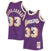 Resistente Splendido Kareem Abdul Jabbar Los Angeles Lakers 1996 97 Hardwood Classics NBA 75th Anniversary Diamond Swingman Jersey Purple per gli appassionati