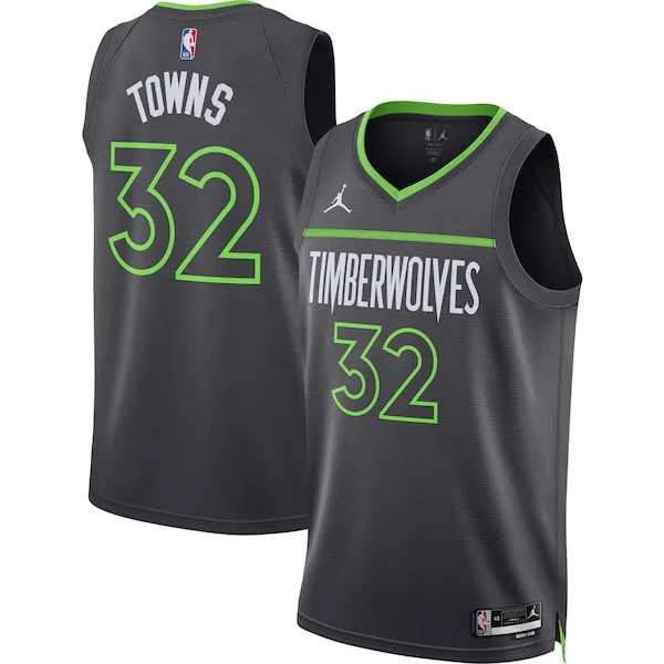 Pratico Karl Anthony Towns Minnesota Timberwolves Jordan Brand Unisex Swingman Jersey Statement Edition Charcoal per gli appassionati