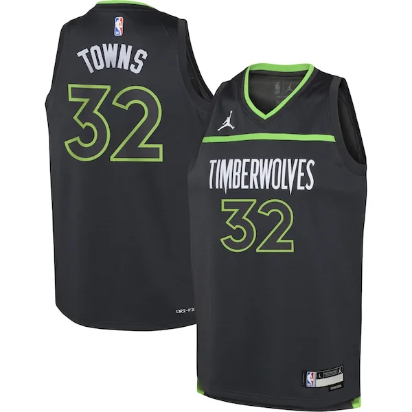 Classico Moderno Karl Anthony Towns Minnesota Timberwolves Jordan Brand Youth Swingman Jersey Statement Edition Black per gli appassionati