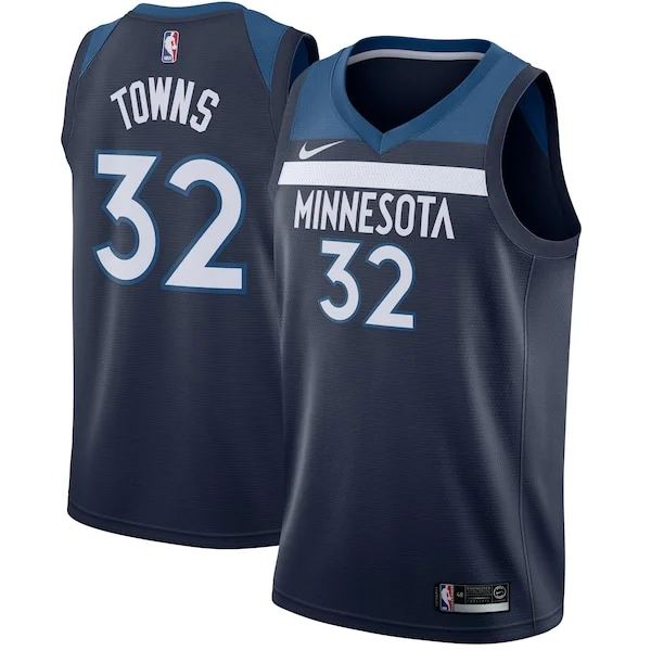 Sofisticato Karl Anthony Towns Minnesota Timberwolves Nike Swingman Jersey Navy Icon Edition per gli appassionati