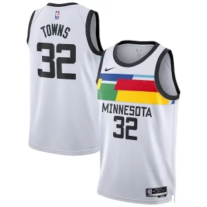 Stupendo Fantastico Moderno Karl Anthony Towns Minnesota Timberwolves Nike Unisex 2022/23 Swingman Jersey City Edition White per gli appassionati
