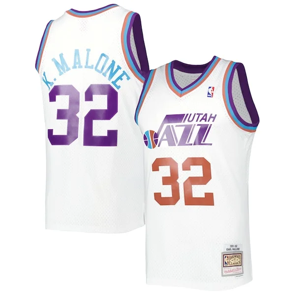Moderno Pratico Karl Malone Utah Jazz 1991/92 Hardwood Classics Reload 3.0 Swingman Jersey White per gli appassionati