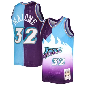 Magnifico Fascinante Elegante Karl Malone Utah Jazz Hardwood Classics 1996/97 Split Swingman Jersey Purple/Turquoise per gli appassionati