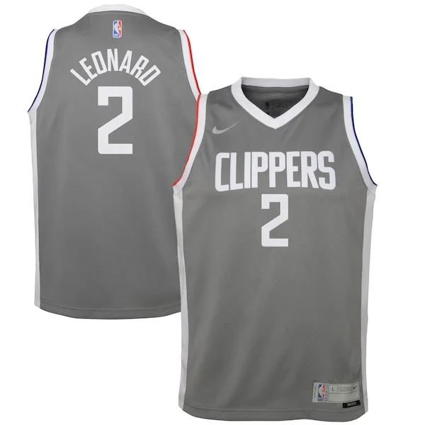 Comodo Kawhi Leonard LA Clippers Nike Youth 2020/21 Swingman Player Jersey Gray Earned Edition per gli appassionati