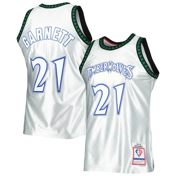 Carino Fascinante Kevin Garnett Minnesota Timberwolves 1997/98 Hardwood Classics 75th Anniversary Swingman Jersey Platinum per gli appassionati