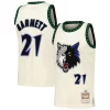 Robusto Bellissimo Kevin Garnett Minnesota Timberwolves Chainstitch Swingman Jersey Cream per gli appassionati