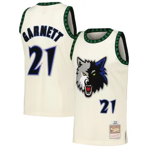 Robusto Bellissimo Kevin Garnett Minnesota Timberwolves Chainstitch Swingman Jersey Cream per gli appassionati