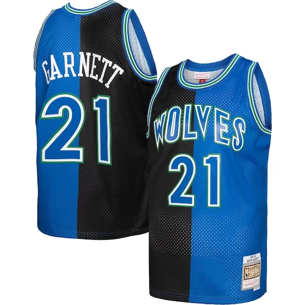 Carino Kevin Garnett Minnesota Timberwolves Hardwood Classics 1995/96 Split Swingman Jersey Black/Blue per gli appassionati