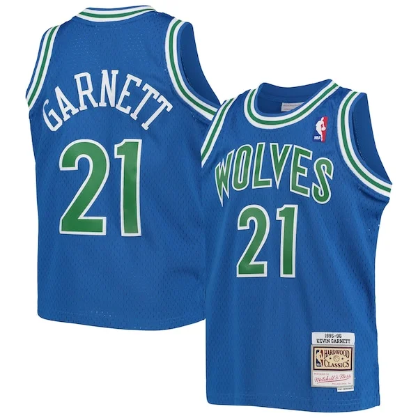 Attraente Delizioso Raffinato Kevin Garnett Minnesota Timberwolves Youth 1995 96 Hardwood Classics Swingman Jersey Blue per gli appassionati