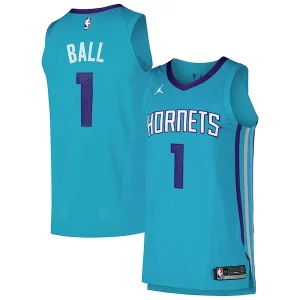 Prestigioso Trendy LaMelo Ball Charlotte Hornets Jordan Brand Authentic Player Jersey Icon Edition Teal per gli appassionati