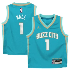 Duraturo LaMelo Ball Charlotte Hornets Jordan Brand Preschool 2023/24 Swingman Replica Jersey City Edition Teal per gli appassionati