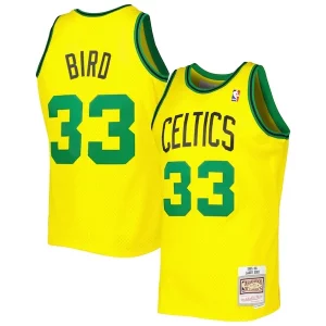 Carino Versatile Larry Bird Boston Celtics 1985 86 Hardwood Classics Reload 3.0 Swingman Jersey Gold per gli appassionati
