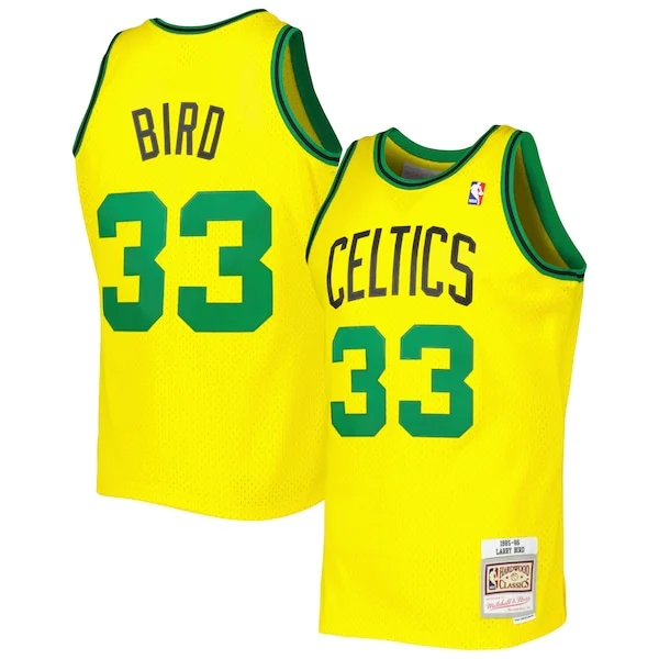 Carino Versatile Larry Bird Boston Celtics 1985 86 Hardwood Classics Reload 3.0 Swingman Jersey Gold per gli appassionati
