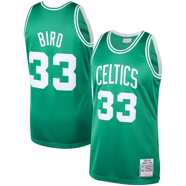 Raffinato Elegante Larry Bird Boston Celtics 1985/86 Hardwood Classics Authentic Jersey Kelly Green per gli appassionati