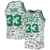 Robusto Larry Bird Boston Celtics 1985/86 Hardwood Classics Doodle Swingman Jersey White per gli appassionati