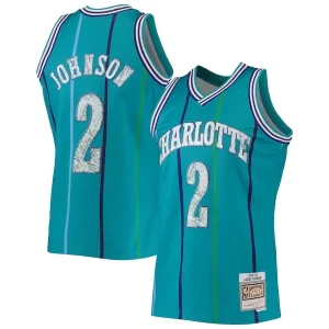 Sofisticato Fascinante Trendy Larry Johnson Charlotte Hornets 1996/97 Hardwood Classics NBA 75th Anniversary Diamond Swingman Jersey Teal per gli appassionati