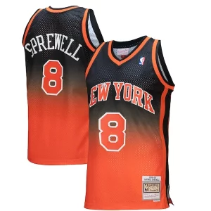 Splendido Duraturo Pratico Latrell Sprewell New York Knicks 1998/99 Hardwood Classics Fadeaway Swingman Player Jersey Orange/Black per gli appassionati