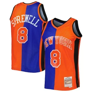 Meraviglioso Latrell Sprewell New York Knicks Hardwood Classics 1998/99 Split Swingman Jersey Blue/Orange per gli appassionati