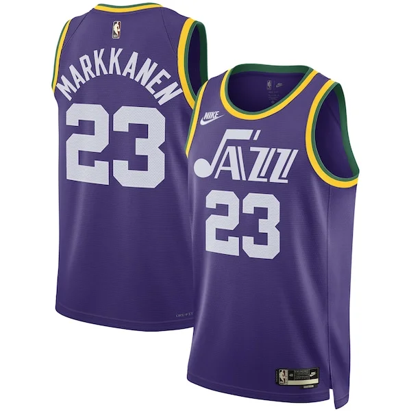 Versatile Lauri Markkanen Utah Jazz Nike Unisex 2023/24 Swingman Replica Jersey Classic Edition Purple per gli appassionati
