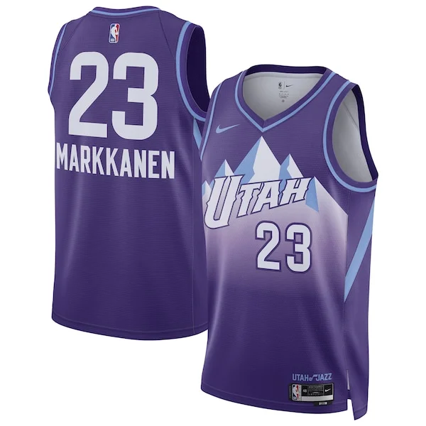 Fascinante Lauri Markkanen Utah Jazz Nike Unisex 2024/25 Swingman Player Jersey City Edition Purple per gli appassionati