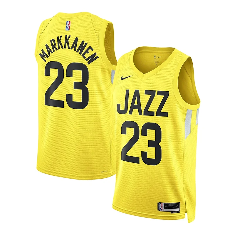 Splendido Ottimo Lauri Markkanen Utah Jazz Nike Unisex Swingman Jersey Association Edition Gold per gli appassionati