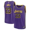 Duraturo LeBron James Los Angeles Lakers 2022/23 Fast Break Replica Jersey Statement Edition Purple per gli appassionati