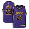Trendy LeBron James Los Angeles Lakers Jordan Brand Preschool 2022/23 Dri FIT Replica Jersey Statement Edition Purple per gli appassionati