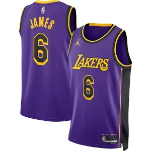 Classico LeBron James Los Angeles Lakers Jordan Brand Unisex Swingman Jersey Statement Edition Purple per gli appassionati