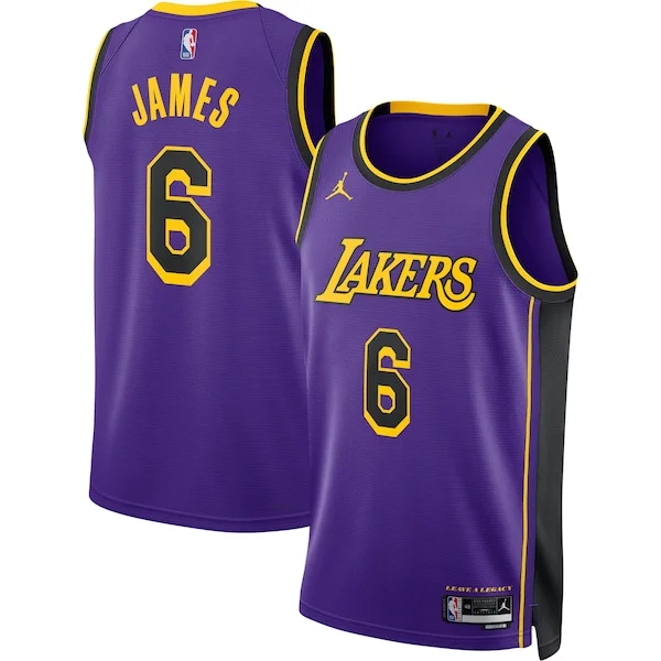 Classico LeBron James Los Angeles Lakers Jordan Brand Unisex Swingman Jersey Statement Edition Purple per gli appassionati
