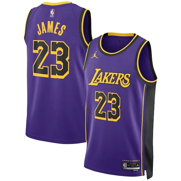 Raffinato LeBron James Los Angeles Lakers Jordan Brand Unisex Swingman Jersey Statement Edition Purple per gli appassionati
