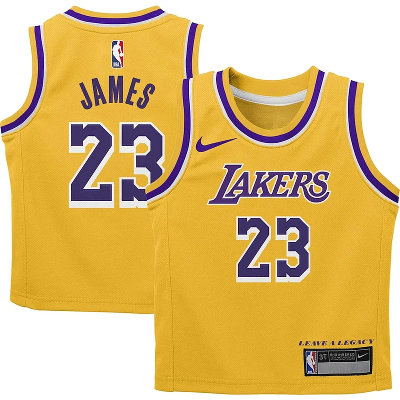 Raffinato LeBron James Los Angeles Lakers Nike Preschool Dri FIT Swingman Player Jersey Icon Edition Gold per gli appassionati