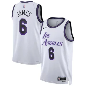 Trendy Magnifico LeBron James Los Angeles Lakers Nike Unisex 2022/23 Swingman Jersey City Edition White per gli appassionati